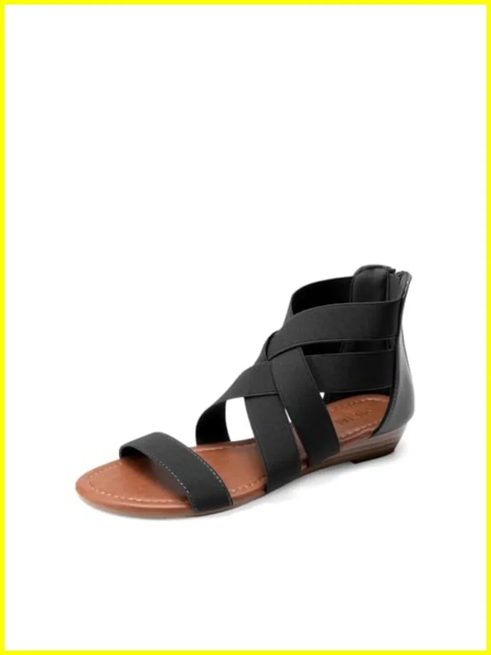 Women's Strappy Flat Sandals Gladiator with Back Zipper Slip-on
